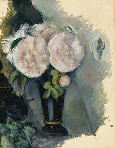 Paul Cézanne - Fleurs dans un vase bleu}