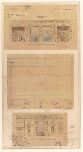 Alfred Vaudoyer - Exposition universelle de 1878 : minute, façade et plan pour l...
