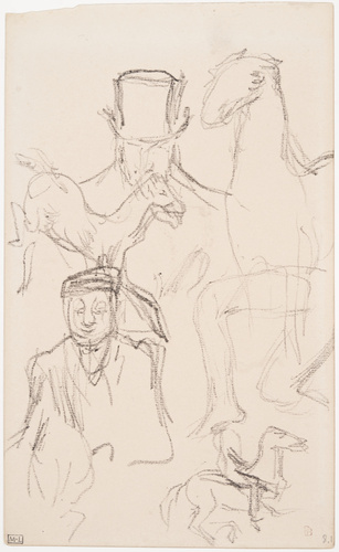 Pierre Bonnard - Page d'étude avec personnages, chevaux et cavaliers et jambes