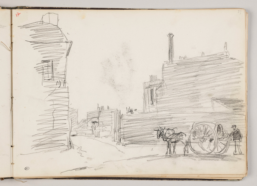 Johan Barthold Jongkind - âne attelé à un charette dans une rue