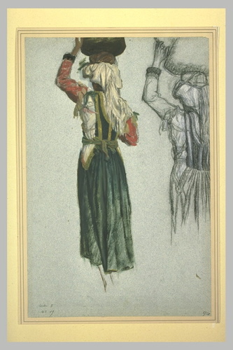 Ernest Hébert - Deux études d'une femme montant l'escalier