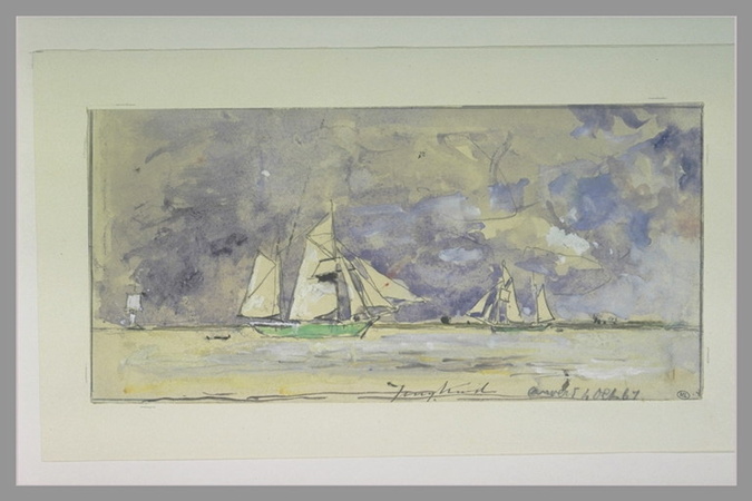 Johan Barthold Jongkind - Marine avec trois voiliers