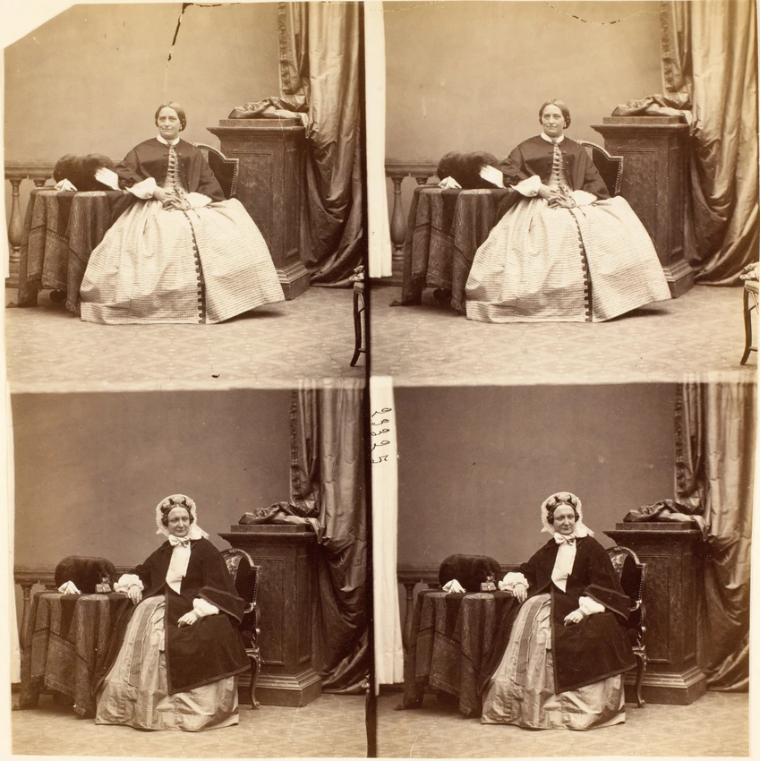 André Adolphe Eugène Disdéri - Jeune femme et femme âgée en quatre poses, deux d...