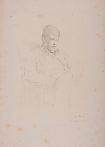Paul Flandrin - Portrait d'un homme assis dans un fauteuil, les jambes croisées,...