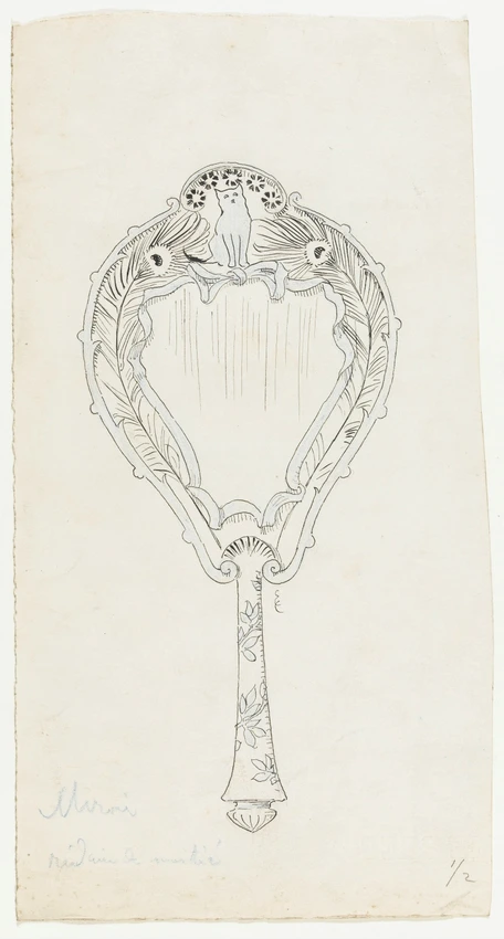 Projet de monogramme pour la Revue des Arts Décoratifs (RAD), buste de femme coiffé d'un chapeau à plumes en costume moderne - Pierre Brun