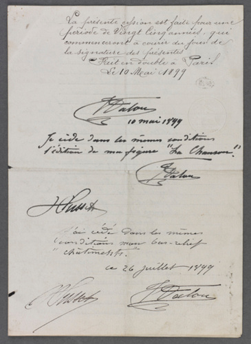Aimé Jules Dalou - Contrat Dalou du 3 mai 1899
