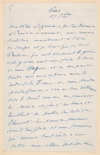 Edouard Manet - 17 septembre (1870), Paris, à sa femme