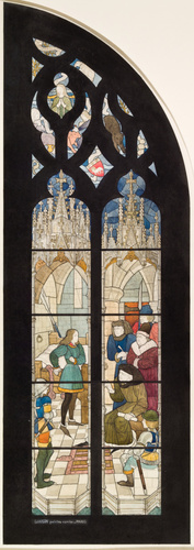Eugène Grasset - Légende de Jeanne d'Arc : Jeanne d'Arc dans sa prison, projet d...