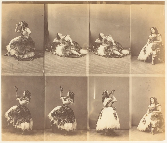 André Adolphe Eugène Disdéri - Mme A. Desgranges en huit poses, trois assise, tr...
