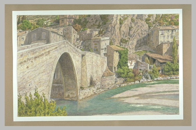 Henri Rivière - L'unique arche du vieux pont de Nyons