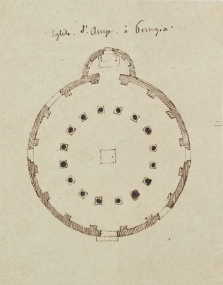 Edouard Villain - Plan de l'église Sant' Angelo de Pérouse