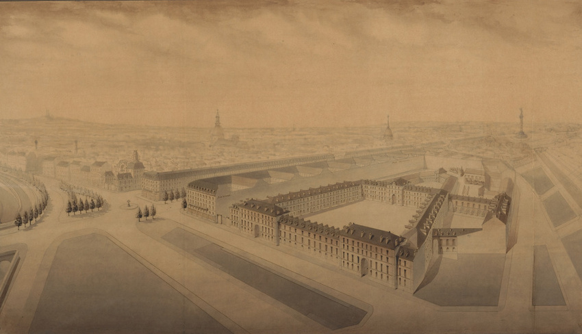 Marcellin Varcollier - Caserne des Célestins à Paris, vue prise à vol d'oiseau