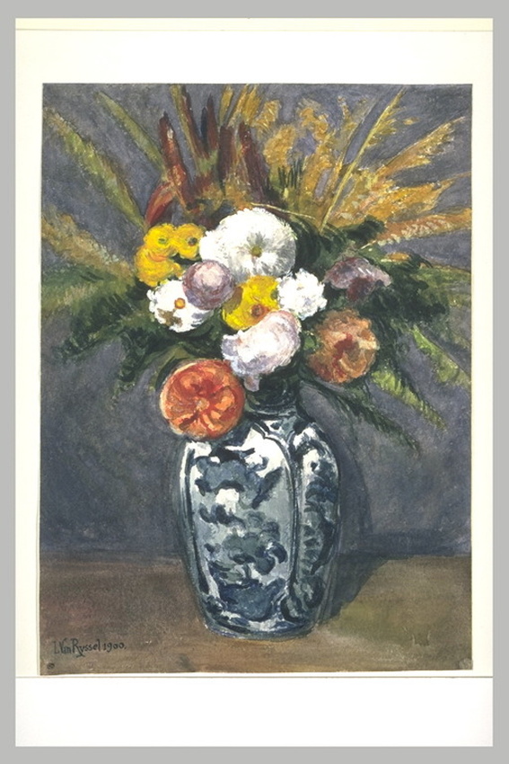 Paul Gachet - Bouquet de fleurs, dans un vase bleu et blanc