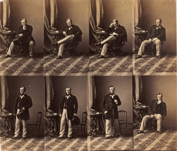 André Adolphe Eugène Disdéri - Sir Williams-Wynn en huit poses, cinq assis, troi...