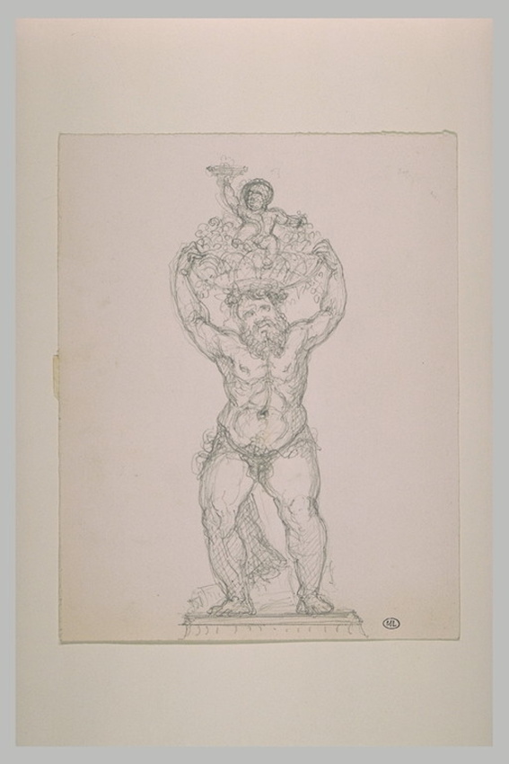Eugène Guillaume - Silène portant sur sa tête l'enfant Bacchus dans une coupe