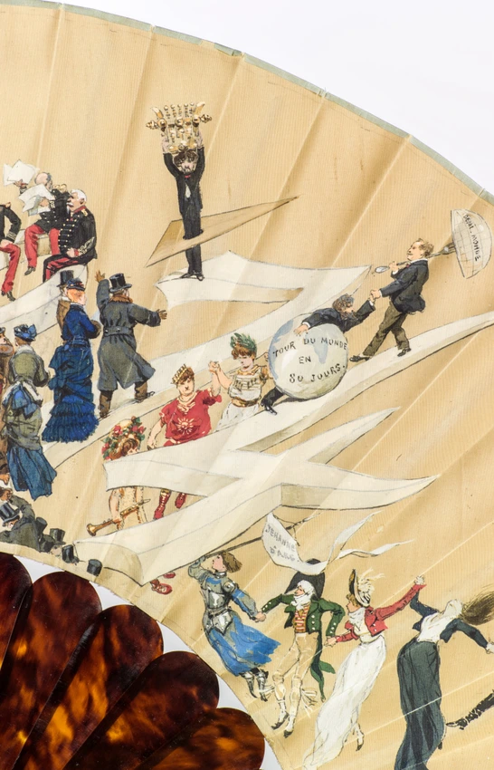 Eventail à décor humoristique sur les arts et l'histoire de France en 1874 - Edouard Detaille