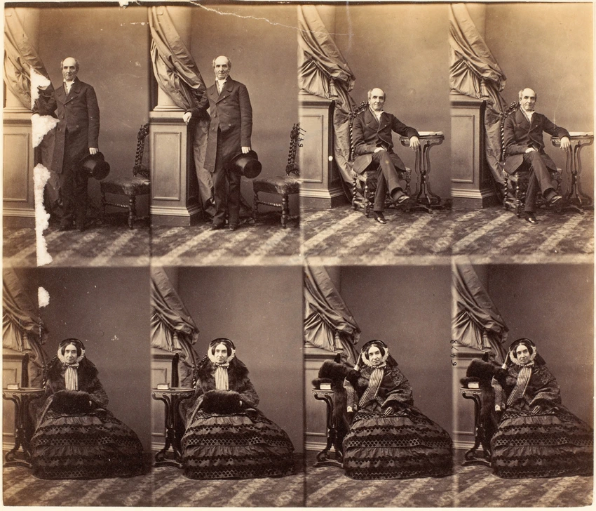 André Adolphe Eugène Disdéri - M. et Mme. Bergier en huit poses, quatre de monsi...