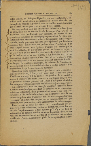Guillaume Apollinaire - Mercure de France - I-XII-1918. p. 385 à 396, L'Esprit n...