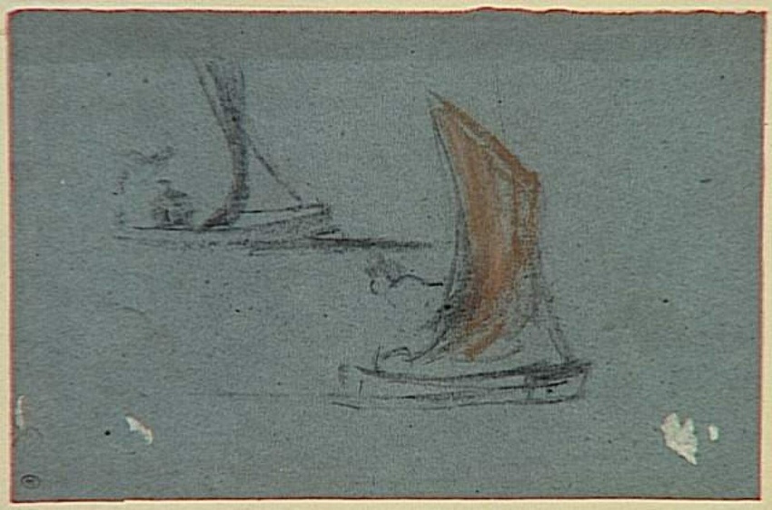 Eugène Boudin - Deux études de barque à voile