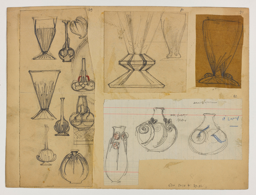Lucien Bonvallet - Huit modèles de vases, ronds, à haut col, évasés et esquisse ...