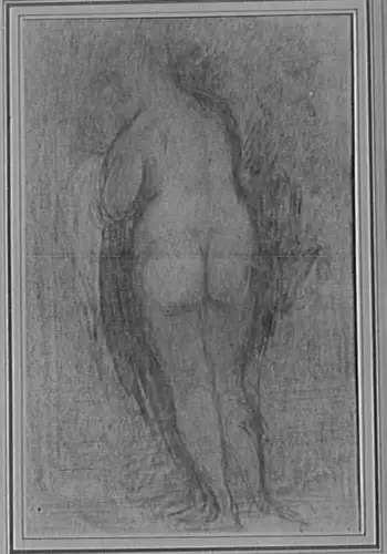 Achille Emperaire - Femme nue, de dos, une draperie enroulée autour de son bras ...