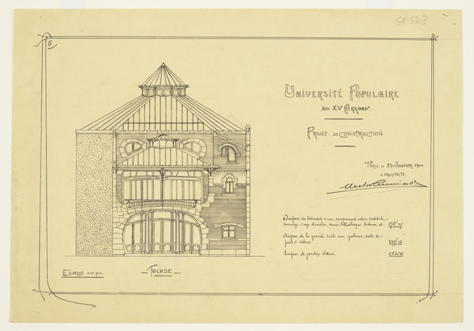 Hector Guimard - Paris 15e, projet d'Université populaire