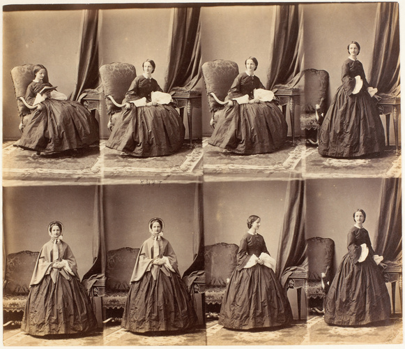 André Adolphe Eugène Disdéri - Mlle. Sumphen en huit poses, trois assise, cinq e...