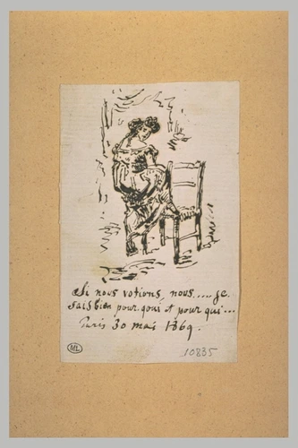 Alfred Grévin - Femme debout, de dos, le pied droit posé sur une chaise