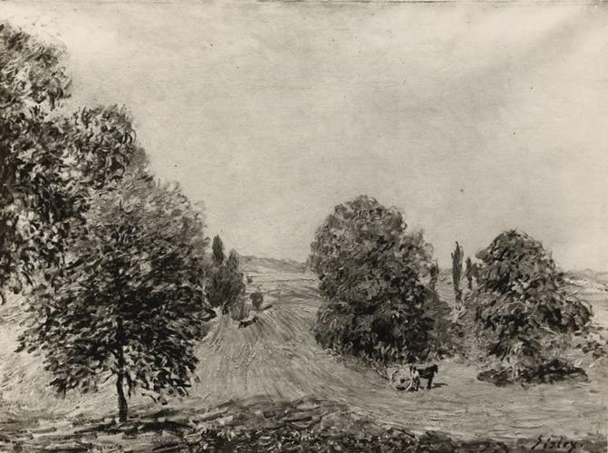 Alfred Sisley - Paysage, champs, plaine de Veneux-Nadon