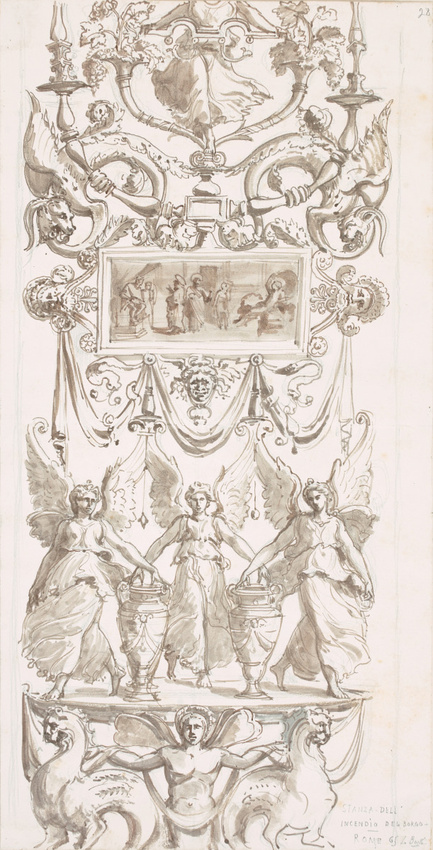 Louis Boitte - Le Vatican, la Chambre de l'Incendie, détail du décor d'arabesque...