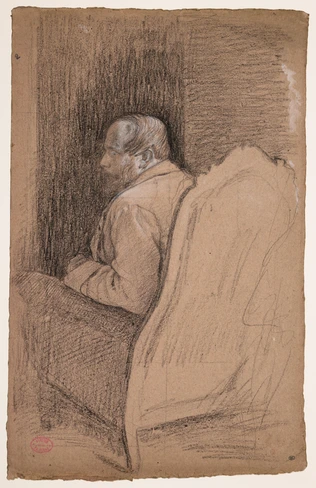 Le baron Gennaro Bellelli dans son fauteuil de dos - Edgar Degas