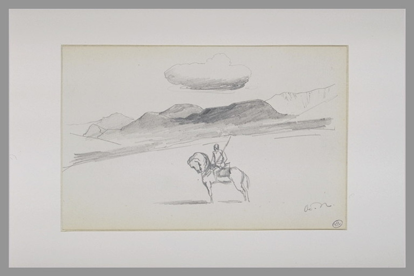 Odilon Redon - Cavalier dans un paysage de montagnes