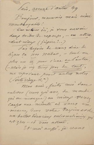 Nadar - Lettre de Félix Nadar adressée à Montorgueil (évoque les questions de "L...