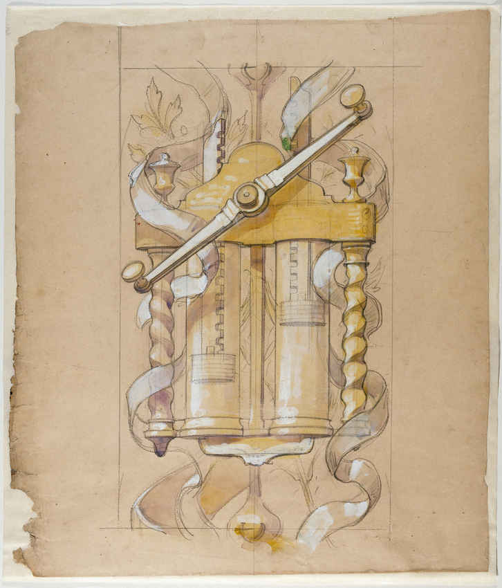 Charles Lameire - Sorbonne, salle des Comités, machine pneumatique à deux corps ...