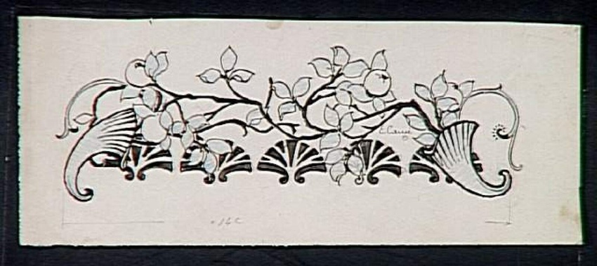 Emile Causé - Frise décorative, branches de fruits et palmettes