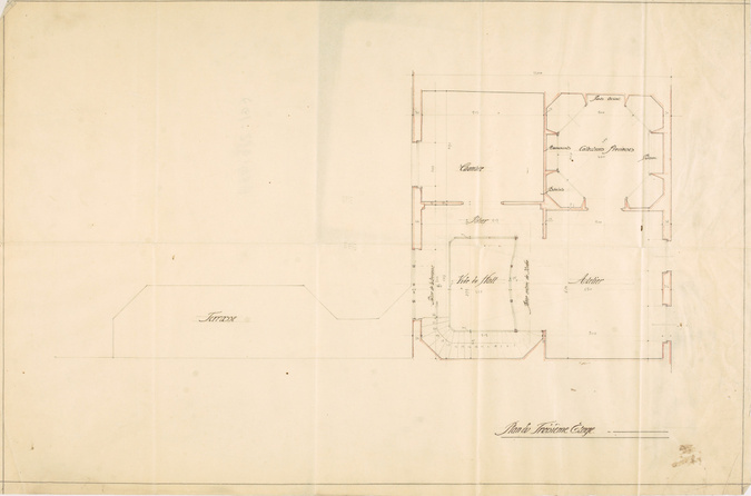 Henry Van de Velde - Hôtel particulier de Victor Goloubew, plan du troisième éta...