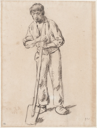 Jean-François Millet - Homme appuyé sur le manche d'une bêche