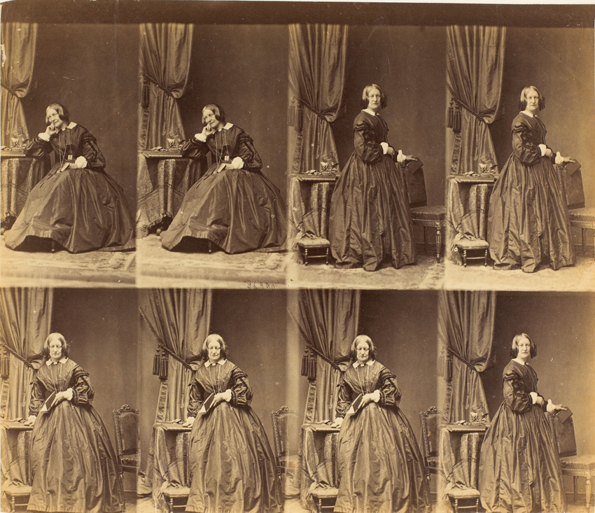 André Adolphe Eugène Disdéri - Mme Fletcher, en huit poses, deux assis et six en...