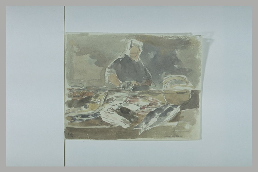 Eugène Boudin - Paysanne derrière un étal de poissons