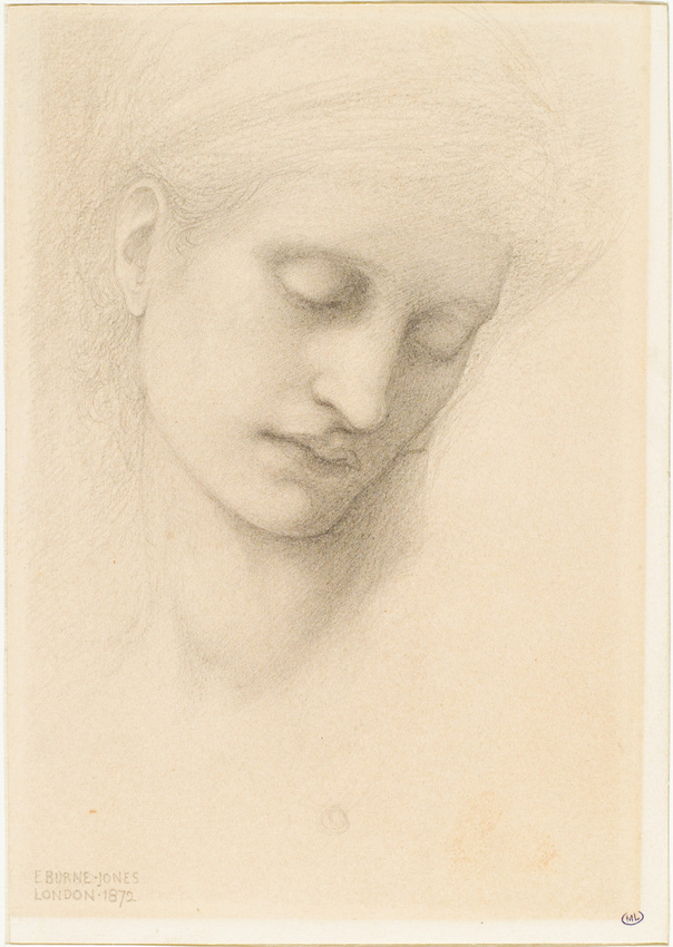 Edward Burne-Jones - Tête de jeune femme les yeux baissés