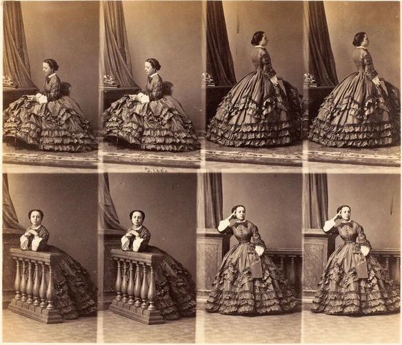 André Adolphe Eugène Disdéri - Mme Pignatelli en huit poses, deux assise et six ...