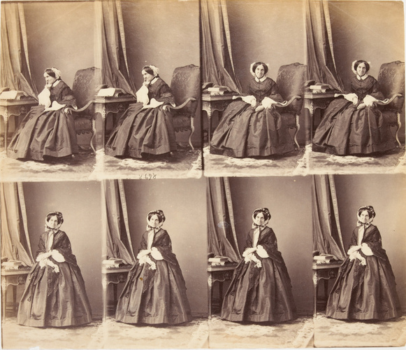 André Adolphe Eugène Disdéri - Mme Mildway en huit poses, quatre assise et quatr...