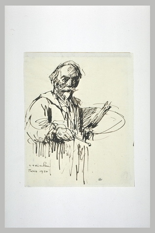 Théophile Alexandre Steinlen - Autoportrait en buste, palette en main