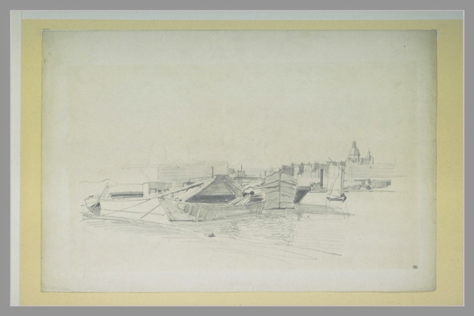 Johan Barthold Jongkind - Des chalands dans un port