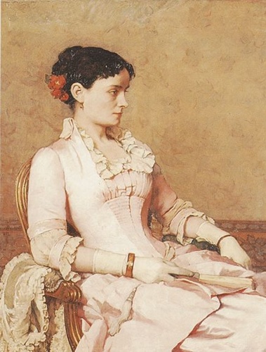 Emile Schuffenecker - Portrait de femme en robe rose