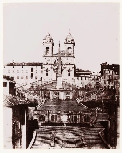 Frédéric Flachéron - Rome, l'église Trinité-des-Monts avec le grand escalier