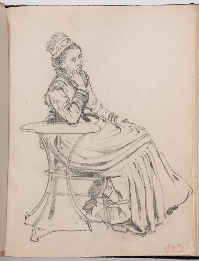 Jeune femme accoudée sur un fauteuil by Jules Pascin on