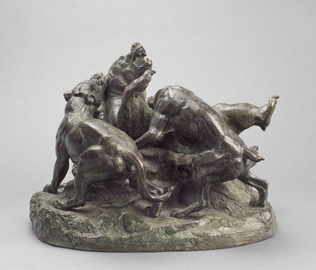 Antoine-Louis Barye - Ours terrassé par des chiens de grande race