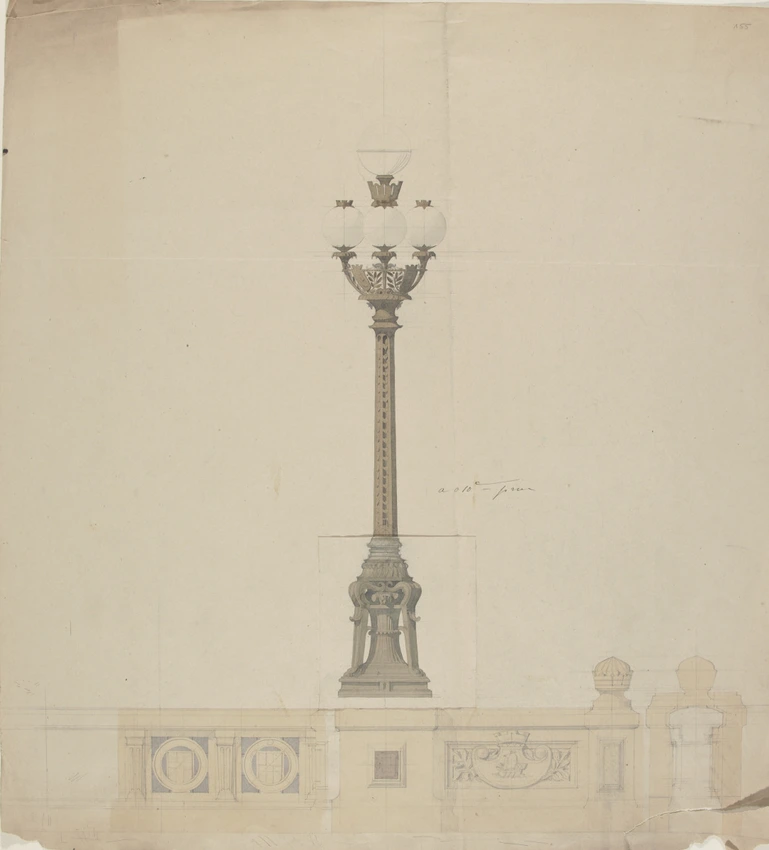 Louis Boitte - La Place de la République à Paris, candélabre servant de réverbèr...
