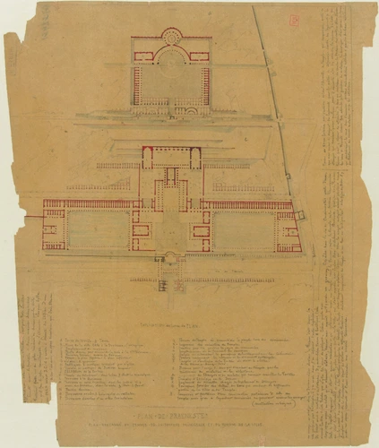 Ernest Coquart - Plan de Praeneste, plan restauré du Temple de la Fortune Primig...